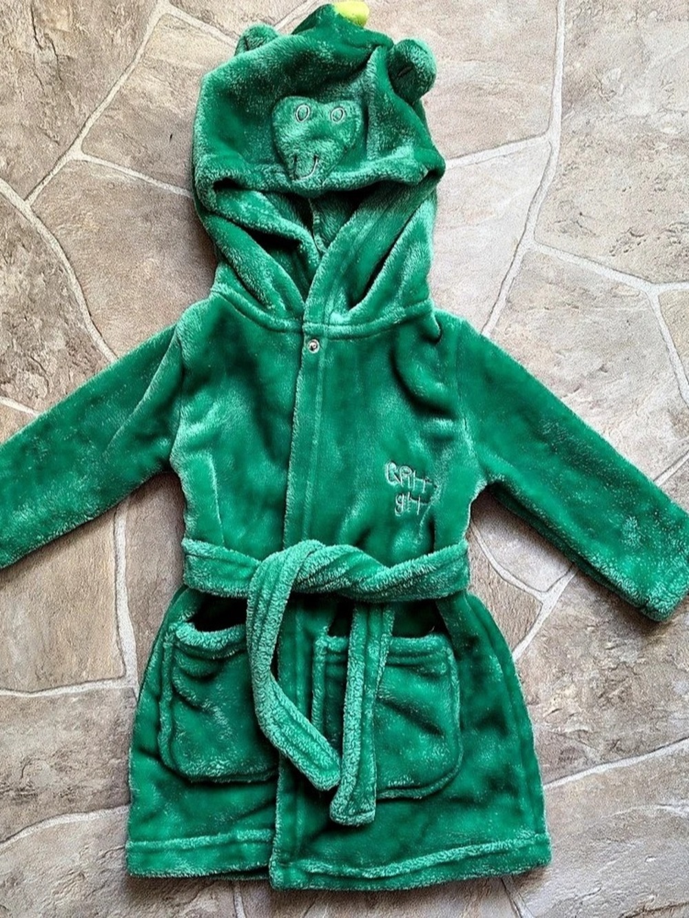 Boys 2T Green Dinosaur Hooded Robe